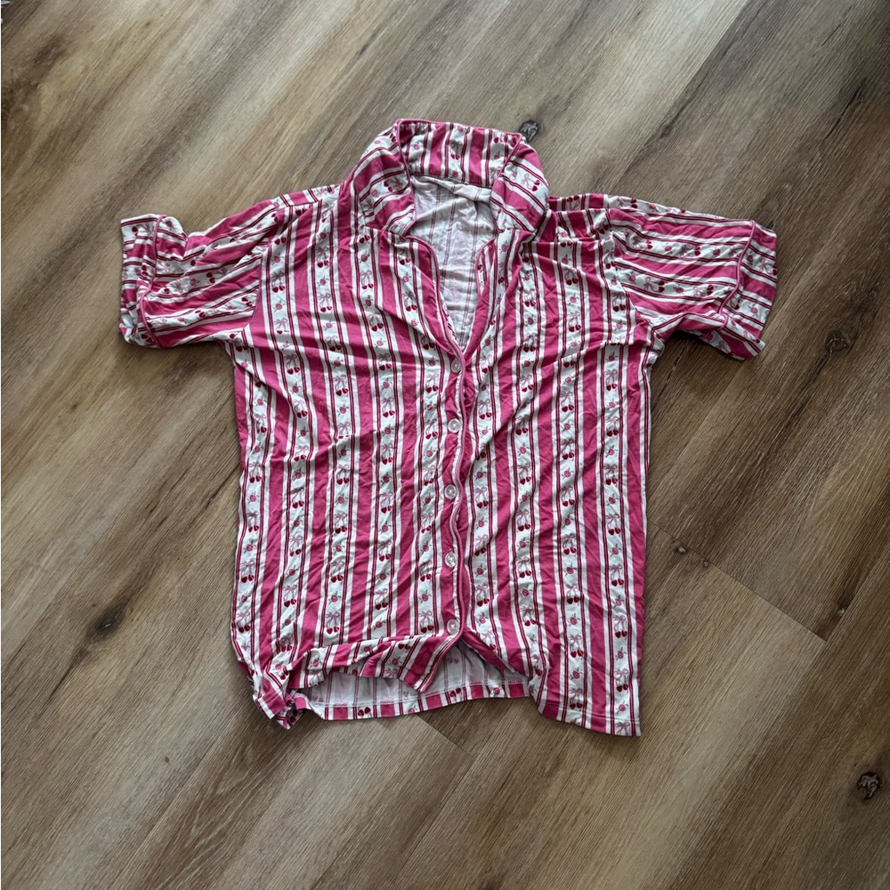 Women's Pink and White print Pajama Ser